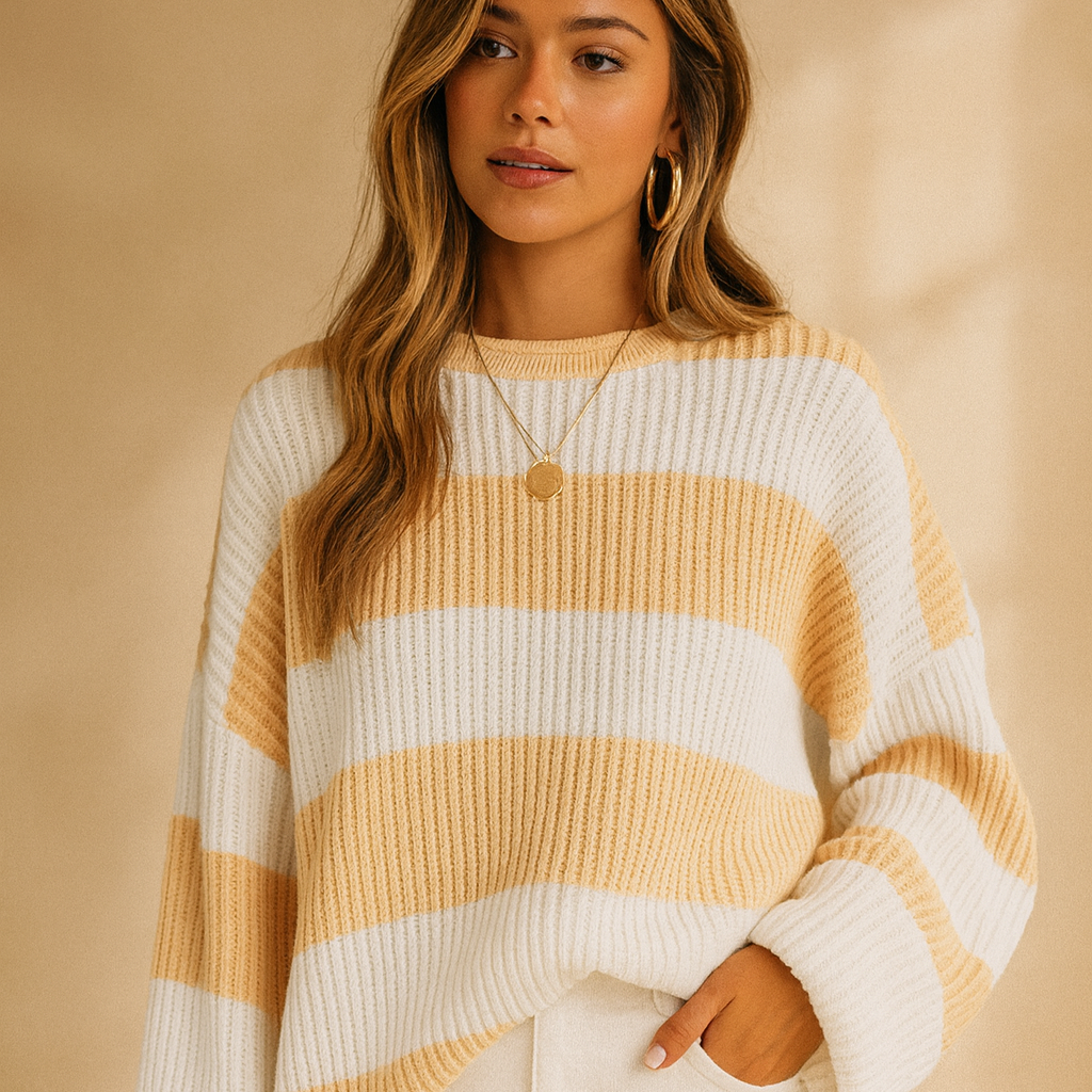 Maglione Donna a Righe Colorate con Vestibilità Comoda – Stile Casual