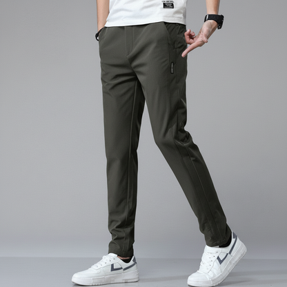 Pantaloni Uomo Affusolati con Vita Elasticizzata e Finitura Antipiega