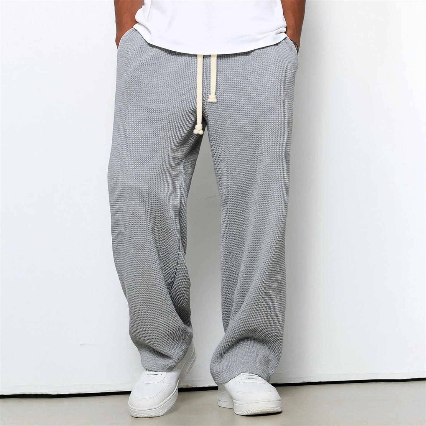 Men's Athleisure Straight-Leg Honeycomb Knit Pants – Comfortable Fit