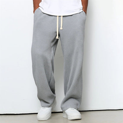 Men's Athleisure Straight-Leg Honeycomb Knit Pants – Comfortable Fit