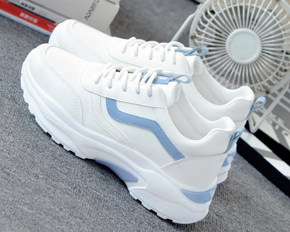 Zapatillas de mujer con cordones, punta redonda, suela plana