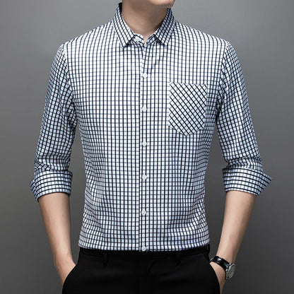 Camisa de hombre primaveral a cuadros con mangas largas – Corte amplio