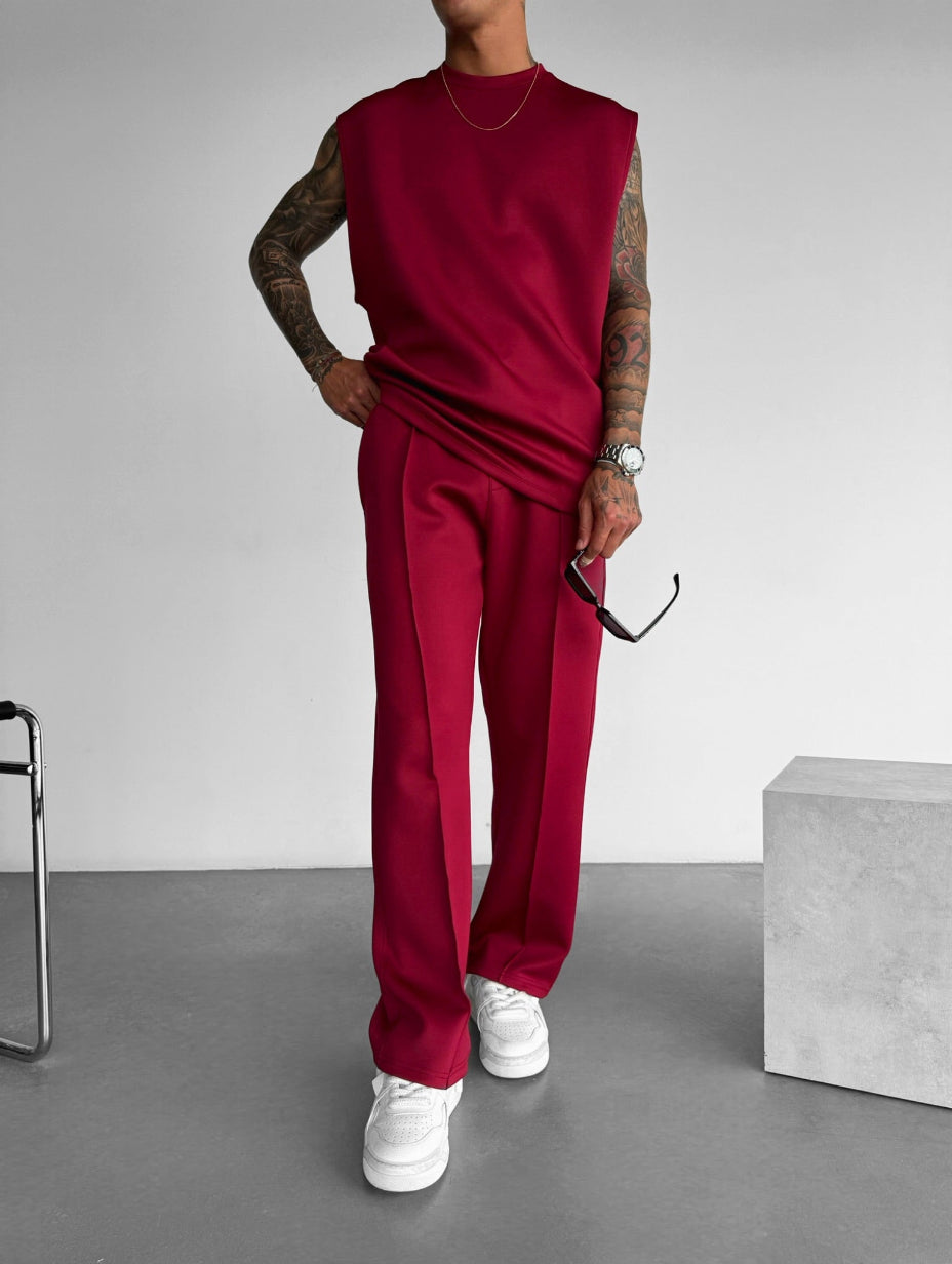 Men's Lounge Set with Sleeveless Top and Tailored Pants
