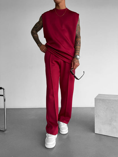 Men's Lounge Set with Sleeveless Top and Tailored Pants