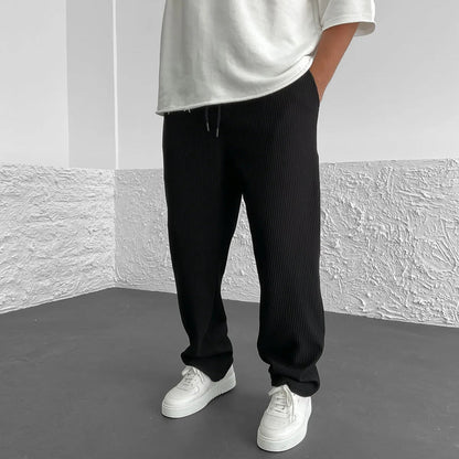 Pantaloni Uomo in Maglia a Coste con Vestibilità Comoda e Vita Regolabile – Design Versatile