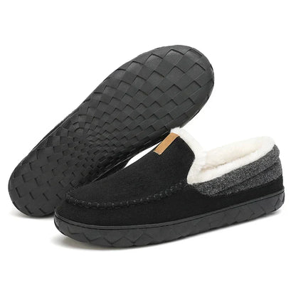 Men's Autumn Slip-On Moccasins Rounded Toe Plush Lining EVA Non-Slip Sole – Comfortable Shoes