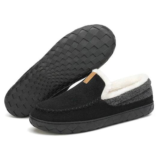 Men's Autumn Slip-On Moccasins Rounded Toe Plush Lining EVA Non-Slip Sole – Comfortable Shoes