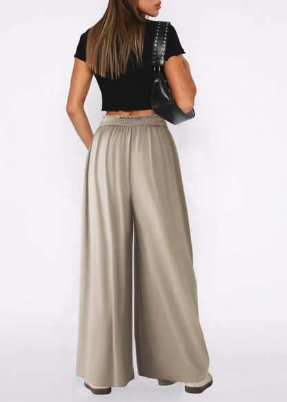 Pantaloni Donna Leggeri a Gamba Larga con Vita Elasticizzata – Stile Casual Estivo