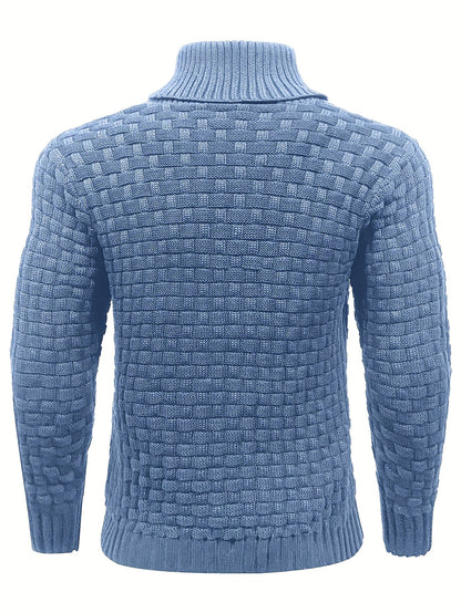 Maglione Uomo in Maglia Waffle con Collo a Sciarpa