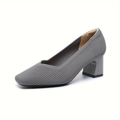 Women's Low-Cut Shoes with Wide Heel, Stretch Upper, and Padded Insole