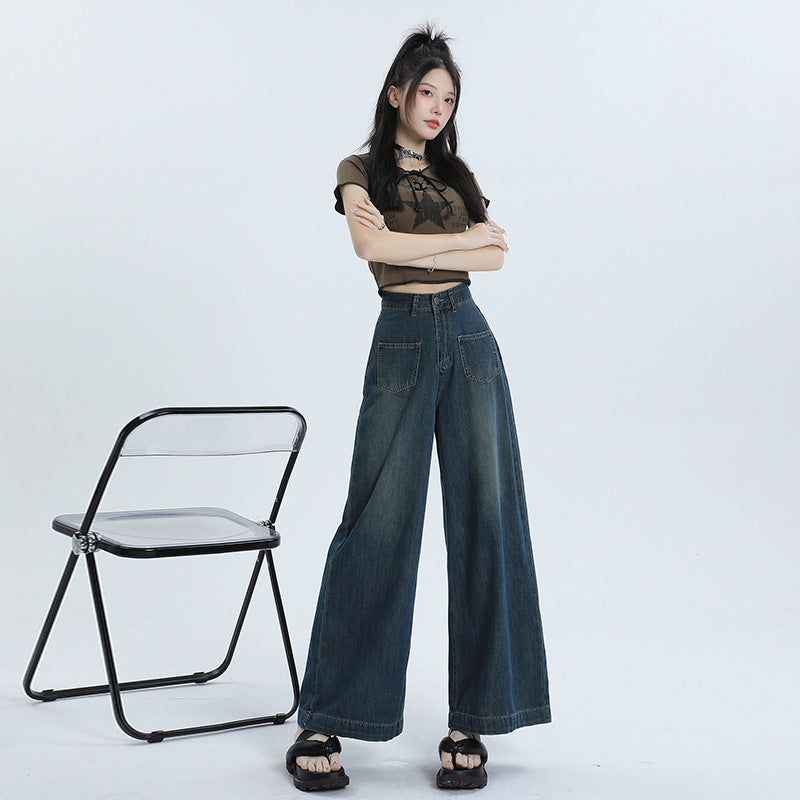 High Waist Retro Style Women's Jeans, Straight and Wide Leg