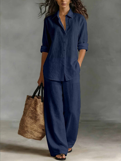Completo Donna Due Pezzi con Top a Maniche Lunghe e Pantaloni a Gamba Dritta – Completo Casual Quotidiano