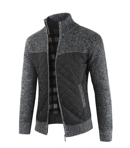 Men's Sweater Jacket with Front Zip Closure and Long Sleeves