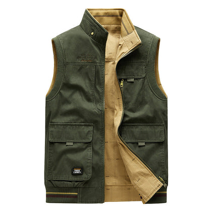 Men's Reversible Vest with Multiple Pockets