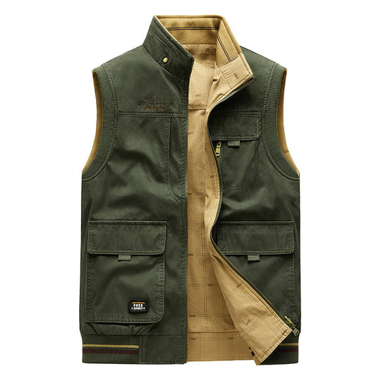 Men's Reversible Vest with Multiple Pockets