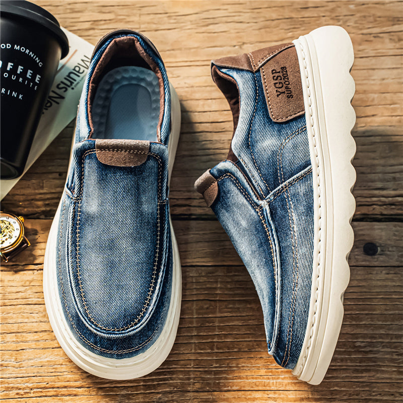 Men's slip-on moccasins - Round toe - Denim style