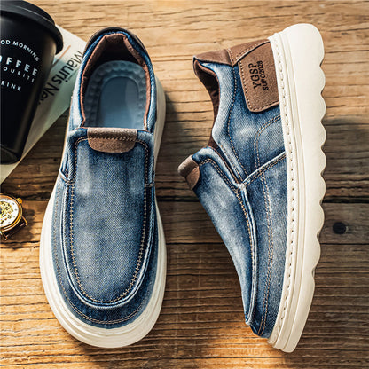 Men's slip-on moccasins - Round toe - Denim style