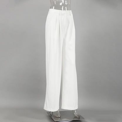 Pantalones de Mujer de Cintura Alta con Pierna Recta y Corte Amplio