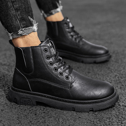 Stivali Martin Autunnali da Uomo con Punta Tonda e Chiusura Frontale Stringata