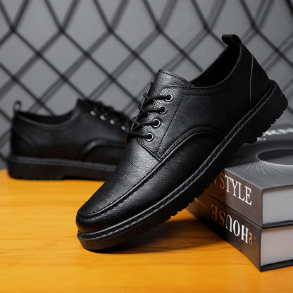 Zapatos brogue de hombre, modelo con cordones y suela de goma - aspecto de piel