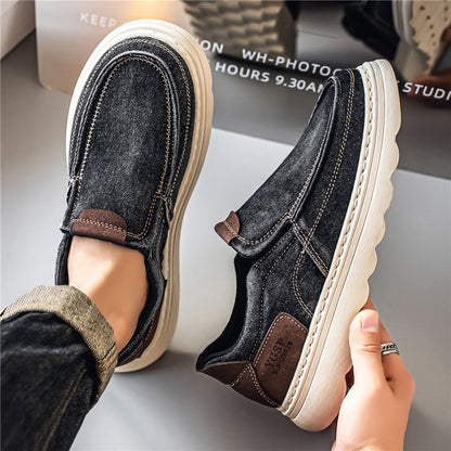 Men's slip-on moccasins - Round toe - Denim style