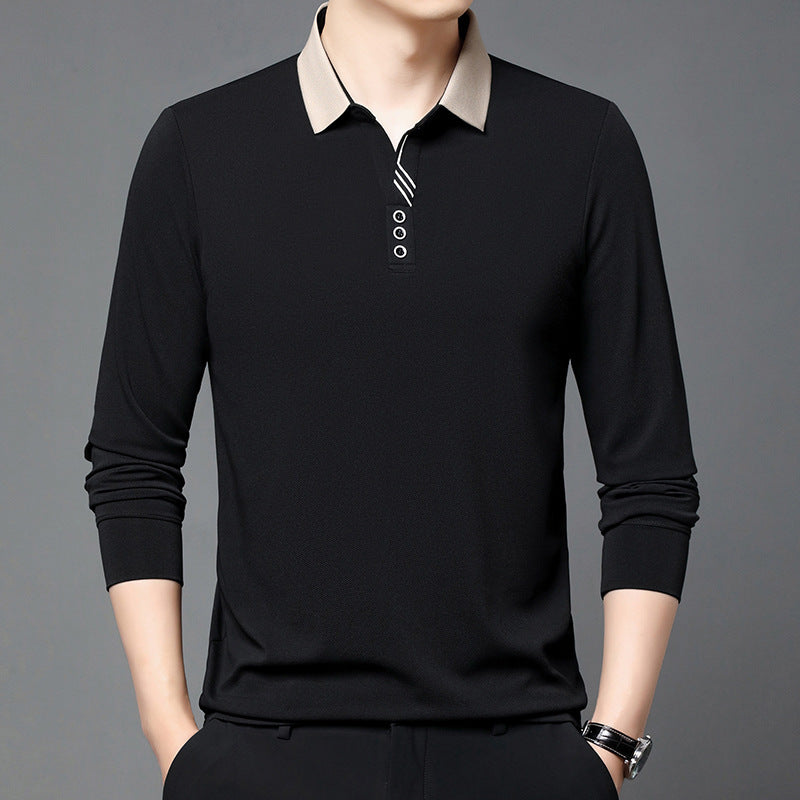 Herret-shirt i ensfarvet sommerdesign med reverskrave og asymmetrisk design – let casual t-shirt