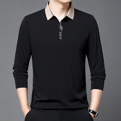 Herret-shirt i ensfarvet sommerdesign med reverskrave og asymmetrisk design – let casual t-shirt