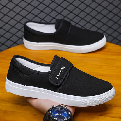 Men's Sneakers with Velcro Closure, Flat Sole, and Low-Top Design