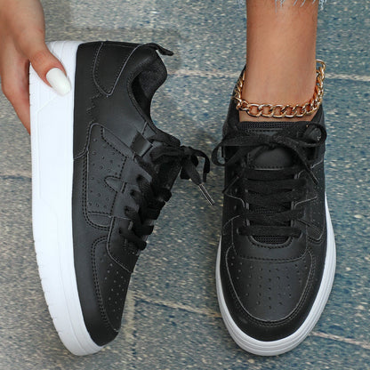 Zapatillas unisex con plataforma, cordones, suela blanda y diseño bajo.