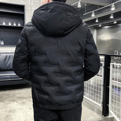 Chaqueta de invierno acolchada gruesa para hombre con cierre frontal de cremallera