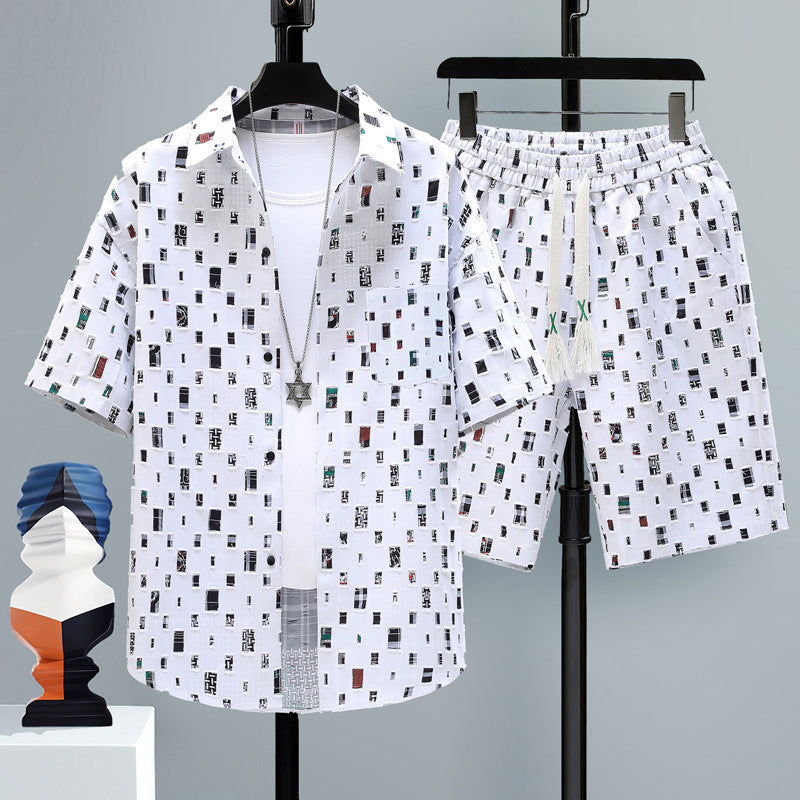 Men's Summer Two-Piece Set with Short-Sleeve T-Shirt and Shorts – Casual Sports Set