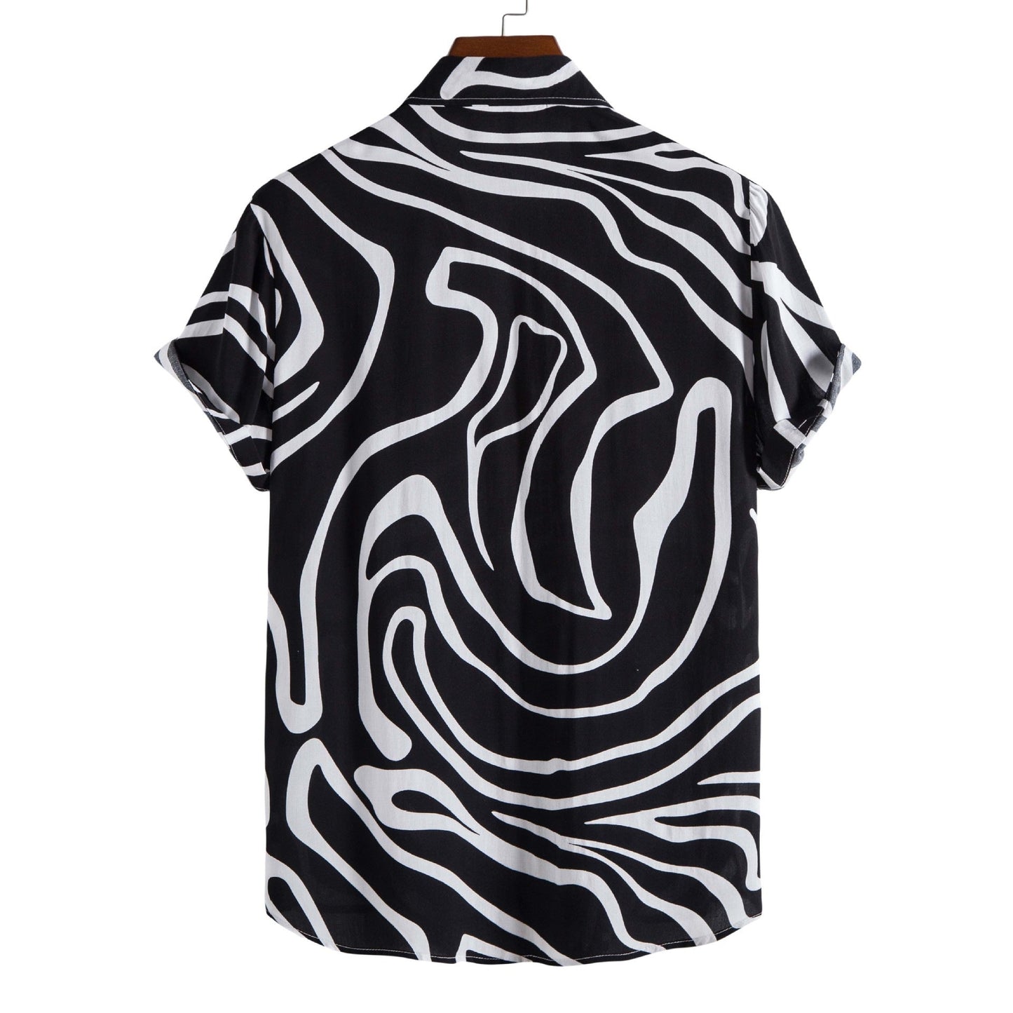 Herreskjorte Plus Size Sommer med Geometrisk Print og Korte Ærmer – Almindelig Pasform