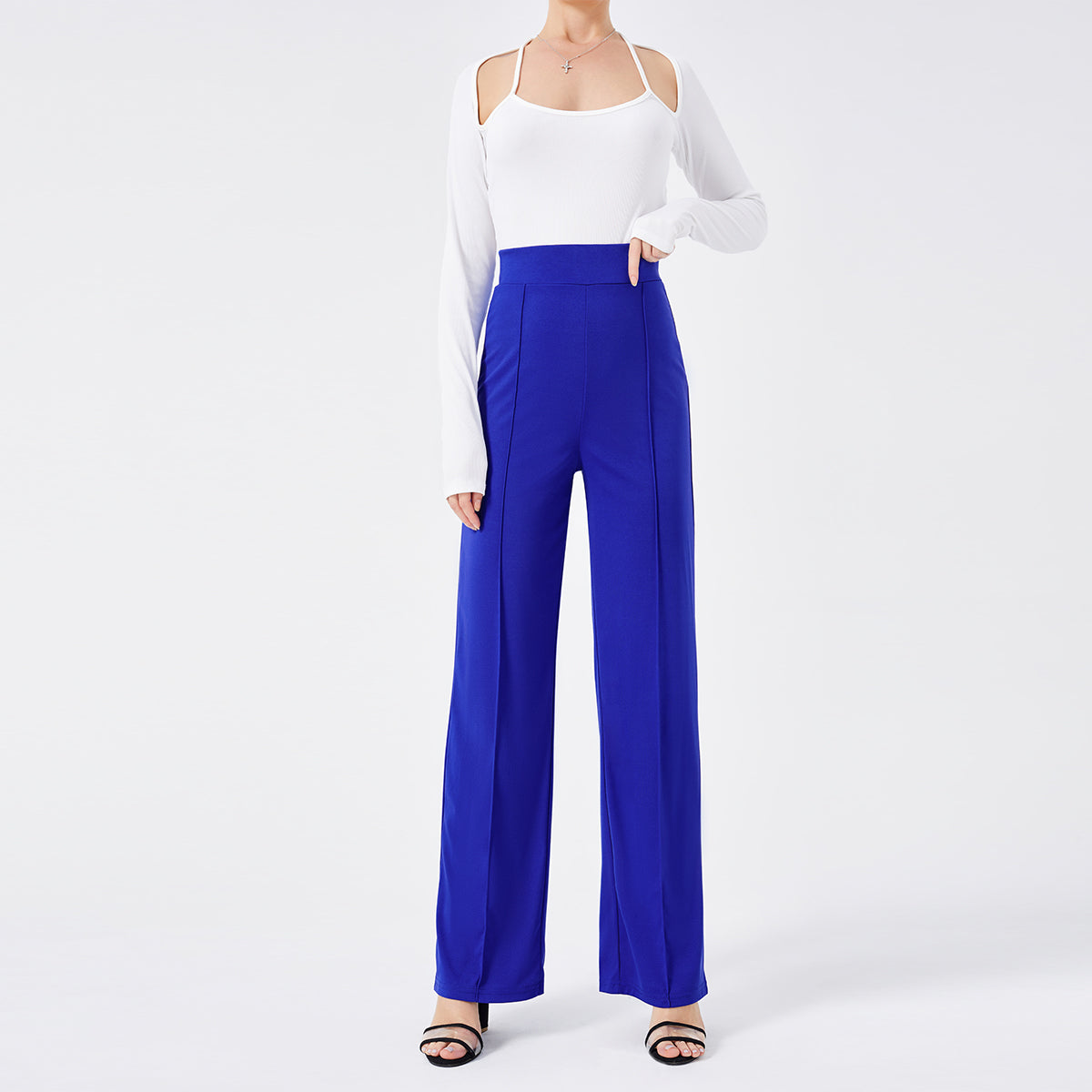 High-Waisted Slim Solid Color Women's Flared Pants