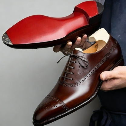 Scarpe Oxford Uomo con Dettagli Brogue e Allacciatura – Leather Look Formali