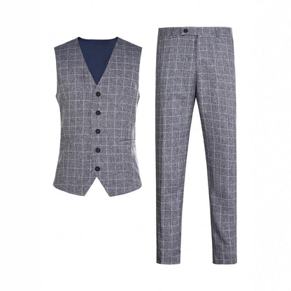 Herredragt i to dele med ternet vest og elegante bukser – Businessstil