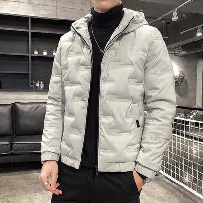 Chaqueta de invierno acolchada gruesa para hombre con cierre frontal de cremallera