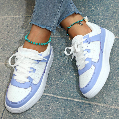 Zapatillas unisex con plataforma, cordones, suela blanda y diseño bajo.