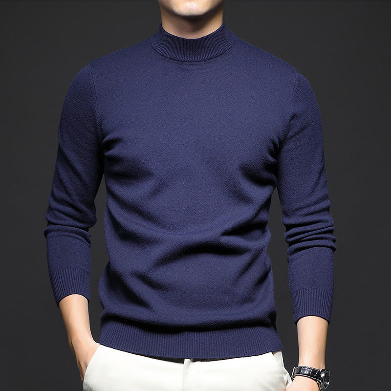 Men's Sweater Pullover with Half Turtleneck and Slim Fit