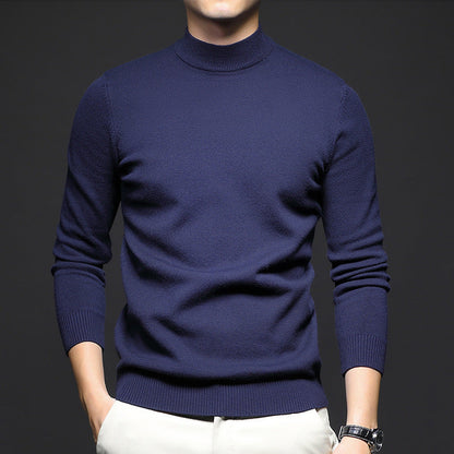 Men's Sweater Pullover with Half Turtleneck and Slim Fit
