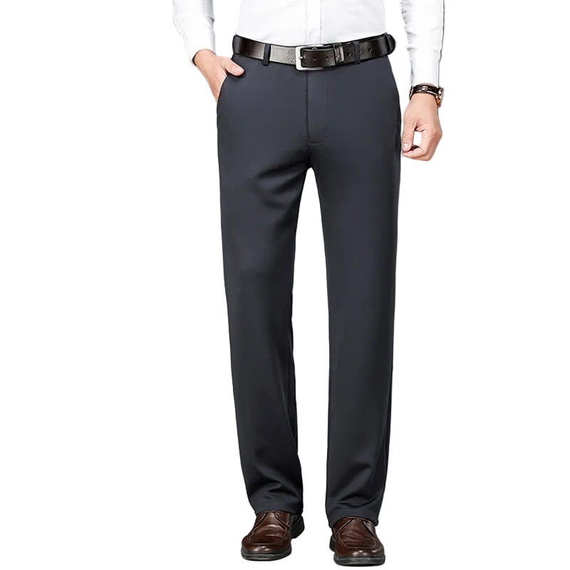 Pantaloni Uomo da Abito Dritti Business con Vita Media Elastica – Stile Formale