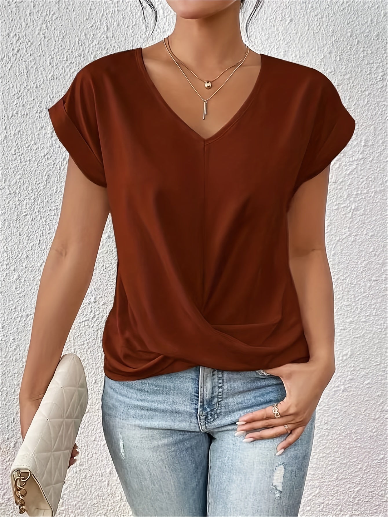 Women's V-Neck T-Shirt with Short Sleeves