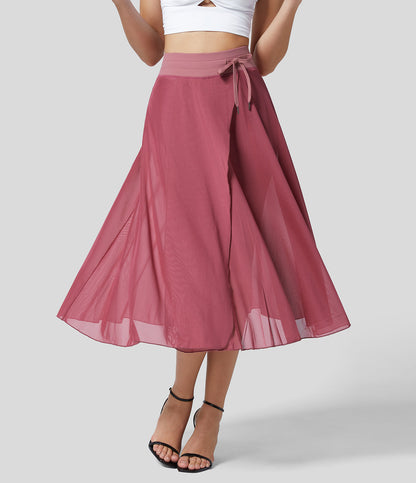 Gonna Midi Donna 2-in-1 con Tasca Laterale Nascosta e Vita Elasticizzata