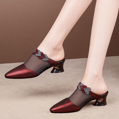 Women's Slippers with Pointed Toe, Mesh Upper, and Slip-On Design – Casual Slippers