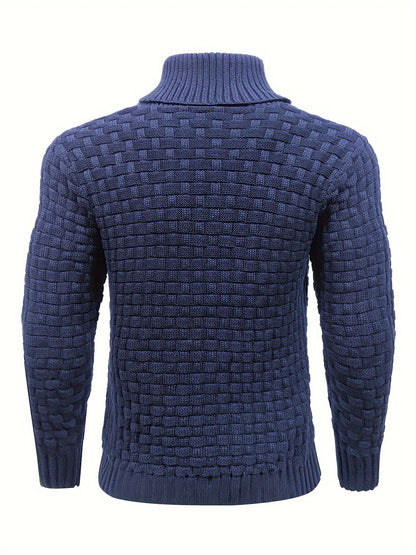 Maglione Uomo in Maglia Waffle con Collo a Sciarpa