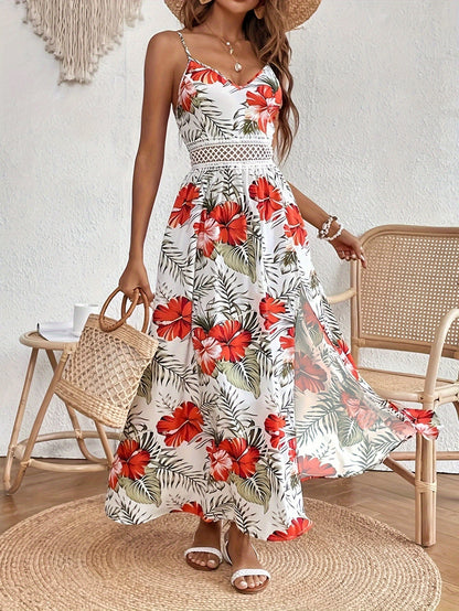 Vestido Largo de Verano para Mujer con Estampado Floral y Abertura Lateral