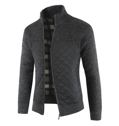 Men's Sweater Jacket with Front Zip Closure and Long Sleeves