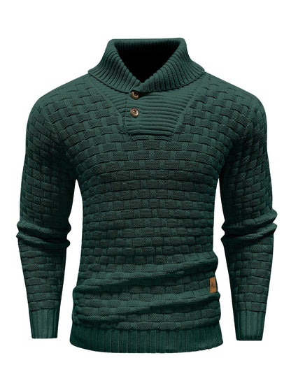 Maglione Uomo in Maglia Waffle con Collo a Sciarpa