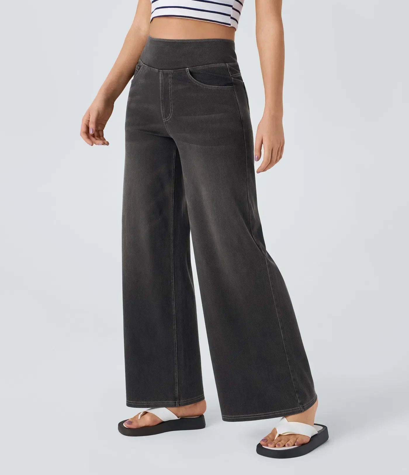 Jeans de mujer de talle alto elásticos con pierna recta – estilo casual cómodo