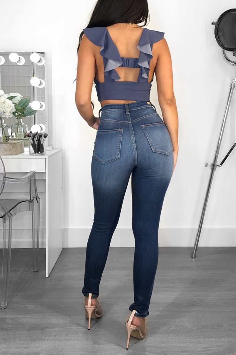 Jeans de mujer de talle medio ajustados con efecto levantador en las caderas, en mezcla de algodón y spandex