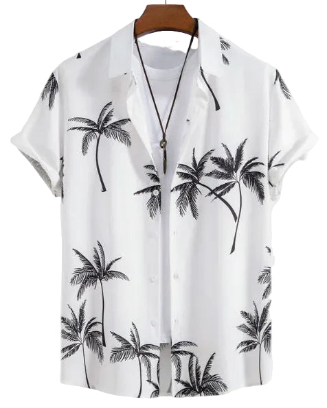 Camicia Uomo a Maniche Corte con Stampa Floreale e Bottoni – Leggera e Comoda
